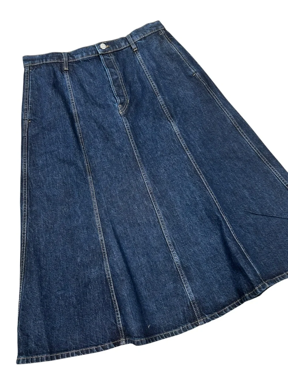 Banana Republic Dark Wash A-Line Denim Midi Skirt 14, Summer Skirt - Picture 11 of 12